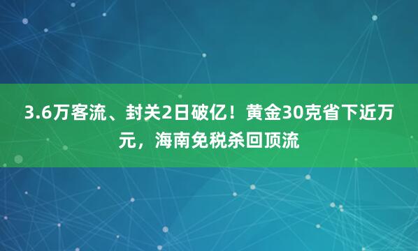 3.6万客流、封关2日破亿！黄金30克省下近万元，海南免税杀回顶流